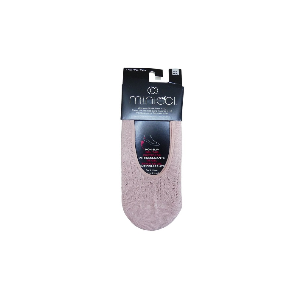 Minicci Foot Liner Women M/L Pink New Non-Slip Gel Tab Pointelle Knit Socks